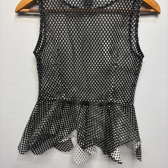 Gracia Women Laser Cut Sleeveless Top Blouse Size Small Black Peplum D064 -11 - Picture 13 of 14